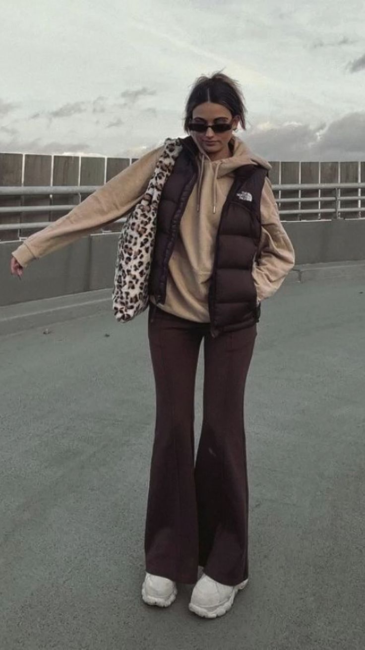 Puffer Vest with Brown Pants